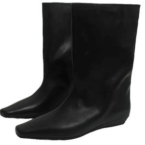 Nouvelles Bottes Mi-Mollet Minimalistes à Talon Compensé et Bout Carré Antidérapantes pour Femmes 2025 – Bottes Ample à Tube Large Polyvalentes - Product Image 5