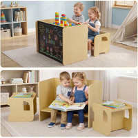 Bureau d'activités pour enfants à hauteur réglable, table et chaise Montessori avec tableau noir