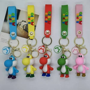 Porte-clés mousqueton Mario Yoshi <span class=keywords><strong>3D</strong></span> <span class=keywords><strong>en</strong></span> PVC souple, figurine de dessin animé, décoration de sac à dos, pendentif pour clé de voiture, cadeau promotionnel tissé, porte-clés - Product Image 2