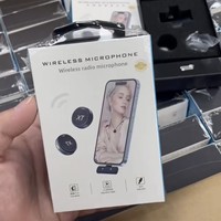 Microphone Lavalier Sans Fil 2TX Double Émetteur pour Smartphone avec Adaptateur Type-C/Lightning 5.0 à Clipser sur Col, Réduction de Bruit