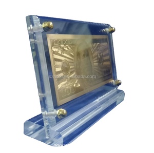 Support d'affichage de billets de banque en acrylique personnalisé en usine avec feuille d'or en forme de T pour billets de banque en dollars américains, souvenir, cadeau, affichage - Product Image 6