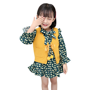 Vêtements pour enfants européens en gros, mode d'été, robes longues pour bébés et filles avec motifs tricotés pour les fêtes - Product Image 1