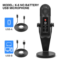 Nouveau microphone filaire USB K-6 pour ordinateur portable, PC, ordinateur de bureau, ensemble de microphones à condensateur pour podcasting, jeux, avec support réglable