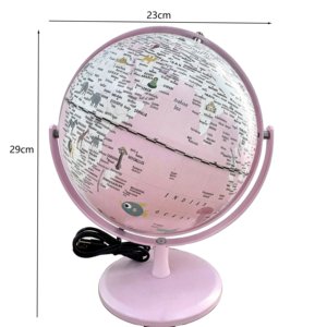 Globe terrestre éclairé par LED rose macaron de 8 pouces, <span class=keywords><strong>carte</strong></span> en PVC <span class=keywords><strong>avec</strong></span> support en métal, globe éducatif rotatif pour la décoration de la chambre des enfants - Product Image 5