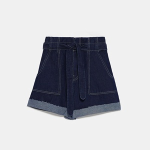 Haute qualité casual ceinture dame <span class=keywords><strong>jean</strong></span> <span class=keywords><strong>court</strong></span> bleu foncé <span class=keywords><strong>short</strong></span> <span class=keywords><strong>en</strong></span> <span class=keywords><strong>jean</strong></span> pour les femmes - Product Image 6