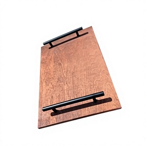 Bandeja de Acacia personalizada, equipo de servicio de camareros, bandejas de madera de alta calidad superior para servir, mango de Metal de fácil agarre, última bandeja - Product Image 1