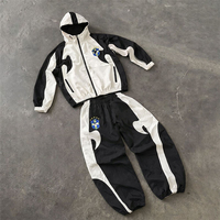 Fabricant de vêtements streetwear sur mesure, ensemble de veste coupe-vent en nylon 2 pièces, survêtements de haute qualité, ensemble de survêtement avec logo brodé