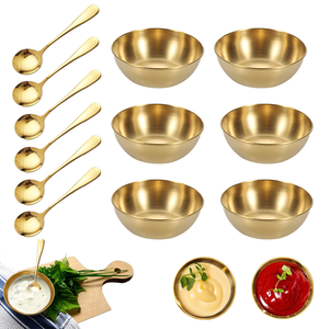 Juego de Platos para Salsas y Cucharas para Condimentos de Acero Inoxidable Premium, Ideales para Restaurantes y Barbacoas - Product Image 1