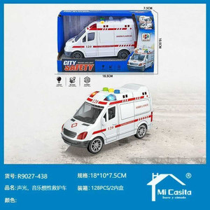 Ingrosso 128 pezzi Per scatola giocattolo di inerzia 18x10x75cm ambulanza con effetti sonori e luminosi - Product Image 1