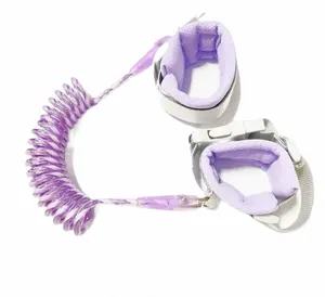 Bracelets de sécurité pour enfants avec serrure à clé transparente violette personnalisée avec bandes réfléchissantes laisse de poignet anti-perte à noyau en acier
