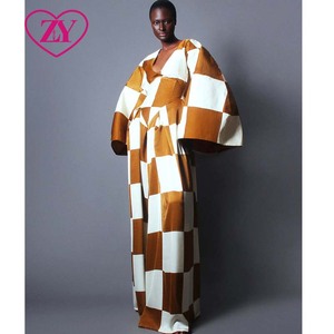 Combinaison africaine élégante à encolure dégagée avec manches maxi évasées Tenues <span class=keywords><strong>en</strong></span> velours de coton <span class=keywords><strong>pour</strong></span> femmes Vêtements Dashiki grande taille - Product Image 1