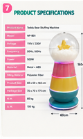 Machine de remplissage de jouets en peluche LED DIY, machine de rembourrage de poupées en peluche en libre-service pour aire de jeux intérieure et magasin de détail