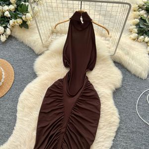 Vestido Maxi Halter Y2K de Otoño 2025 para Mujer, Ajustado a la Cadera, Tejido Transpirable con Encaje - Product Image 2