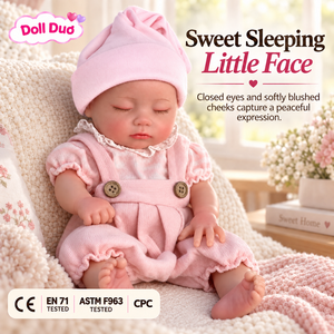 ตุ๊กตาซิลิโคน DollDuo ขนาด 18 นิ้ว ตุ๊กตาเด็กแรกเกิดหลับ ใส่กางเกงขาสั้นสีชมพู  วาดลายด้วยมือ ของขวัญคริสต์มาสสำหรับเด็ก - Product Image 1