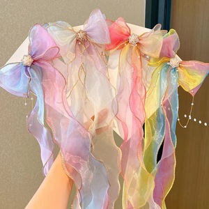 Gradient Ribbon Hair <b>Clips</b> For Girls Princess Style Rainbow <b>Bow</b> Braided Hair Accessories Sweet Ponytail <b>Clips</b> Hair Pins For Kids - Product Image 2