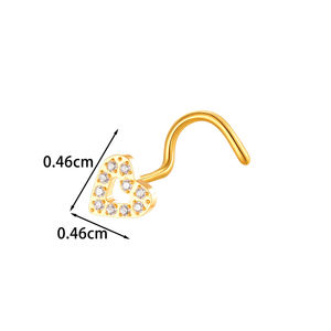 HENGSEN G23 Titanium <span class=keywords><strong>Nose</strong></span> Stud S Em Forma Nostril Parafuso Nariz Piercing Jóias Coração Flor Nariz Jóias para As Mulheres - Product Image 3