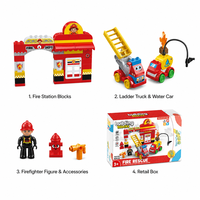 Ensemble de blocs de construction de pompier en plastique ABS, jouet de caserne de pompiers, blocs de construction sur le thème du transport pour enfants