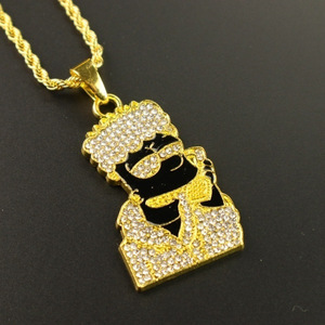 Gran oferta de moda Hip Hop Punk Simpson completo diamante circón aleación oro plata plateado gargantilla encanto Collar para hombres y mujeres - Product Image 4
