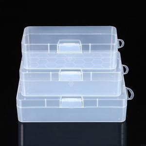 Boîte de rangement transparente en PP rectangulaire avec couvercle, organiseur de bureau, conteneur en plastique pour pièces, bacs de rangement - Product Image 1