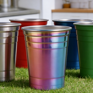 Gobelet à bière en métal à paroi simple avec logo personnalisé, 350 ml, 500 ml, incassable, en acier inoxydable, tasse à bière, boisson, stade, noir, or, argent - Product Image 1