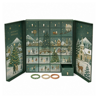 Boîte de calendrier de l'avent vide personnalisée de 24 jours, en forme de livre vert, en carton rigide magnétique, emballage cadeau de compte à rebours de Noël