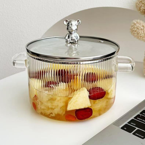 <span class=keywords><strong>Ollas</strong></span> de Vidrio de Borosilicato de Alta Calidad con Diseño Atractivo, Aptas <span class=keywords><strong>para</strong></span> Alimentos, Resistentes al Calor, con Tapa <span class=keywords><strong>para</strong></span> Cocinar, Estofar y Hervir Agua - Product Image 4