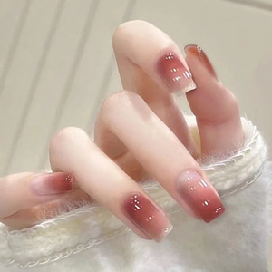 24ชิ้นสีชมพูนู้ดแบบไล่ระดับสีเล็บนักบัลเล่ต์เล็บเทียมมันวาวแต่งเล็บแบบใช้ซ้ำได้ปลายเล็บปลอม - Product Image 5