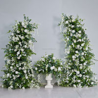 S601 Desain Baru Grosir Bunga Mawar Pink Putih Hijau Hydrangea Rangkaian Bunga Artificial Horn Flowers untuk Dekorasi Pesta Pernikahan