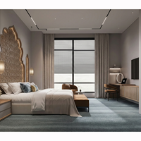 Set Perabot Hotel Bintang 5 Kustom Gaya Arab Modern Mewah Ramah Lingkungan Tahan Lama Tempat Tidur King Kayu Solid Apartemen Hotel