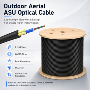 Câble à fibre optique aérien ADSS multimode/monomode 4, 8, 12, 24, 48 fibres, câble à fibre optique micro ADSS ASU - Product Image 1