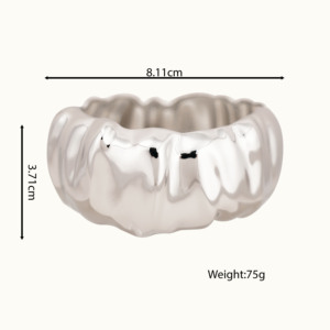 Bracciale a Polsino in Lega di Zinco Argentato con Design Arrotondato e Massiccio, Vendita Diretta dalla Fabbrica, Accessori in Acciaio Inossidabile per Donna - Product Image 5
