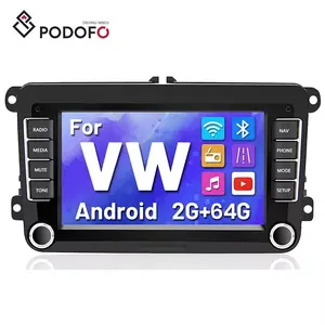 Podofo Android-Autoradio GPS, 7 pouces, 2 Go, 64 Go, Navigation Wifi, BT, FM, RDS, pour VW/Skoda/Seat/Passat/Golf 5 6, stock EU/AU/RU