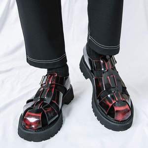 Sandales gladiateur respirantes à enfiler pour hommes en cuir de vachette, style vintage romain, semelle épaisse en caoutchouc, chaussures décontractées d'été pour l'extérieur et les affaires - Product Image 5