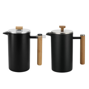 Factory Oem Double Wall Stainless Steel 304 French Press With Wood Knob