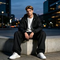 Ensemble de survêtement respirant imprimé 2 pièces pour homme, veste coupe-vent à capuche et pantalon large, style streetwear décontracté, OEM ODM