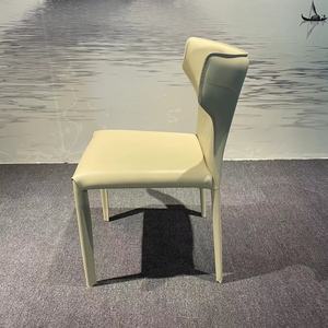 Designer italiano Bege Branco Saddle Leather Dining <span class=keywords><strong>Chair</strong></span> Modern Minimalista Estilo Nórdico com Luxo Leve para Uso Doméstico ou no Hotel - Product Image 3