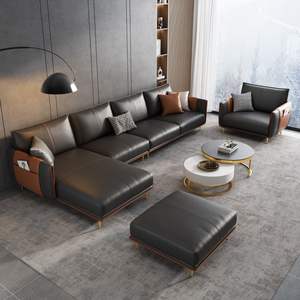 थोक लक्जरी शीर्ष काउच नवर्डिक लिविंग रूम सोफा उच्च गुणवत्ता वाले चमड़े के सोफे को आकार वास्तविक चमड़े के सोफे सेट - Product Image 4