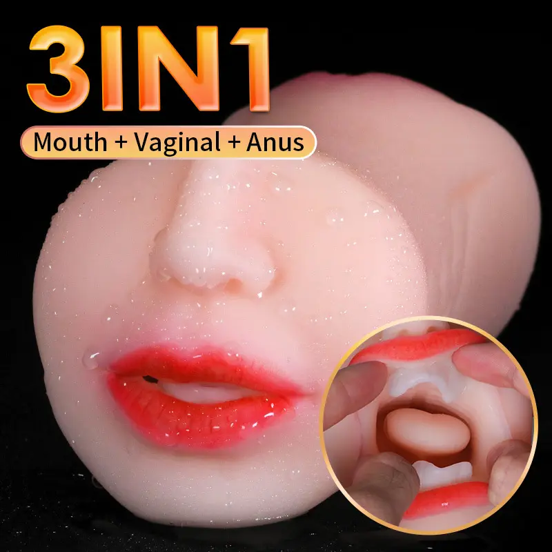 3 IN 1 Sex Toys Masturbation For Men Deep Throat Artificial Real Pussy Oral Male Masturbator Realistic Rubber Vagina