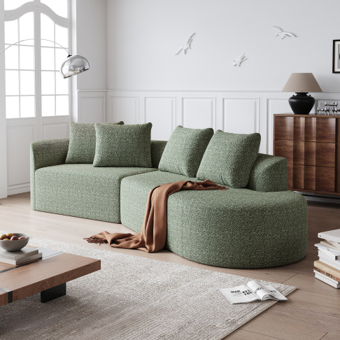 Green + Chenille + Foam + 4 Seat