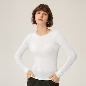 Pull-over en laine mérinos 100 % pour <span class=keywords><strong>femme</strong></span>, col rond, coupe ajustée, tricoté, motif vague <span class=keywords><strong>d</strong></span>'<span class=keywords><strong>eau</strong></span>, sans couture, en laine fine, idéal pour l'automne – Vente en gros - Product Image 1