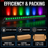 Lampu LED Wall Washer Bar 24x8W RGBW 4in1 Lensa 25 Derajat DMX512 Master Slave 10CH 34CH Aktif Suara AC110-220V untuk Panggung