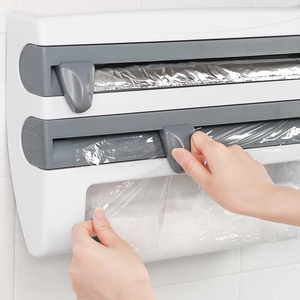 DS1450 3-In-1 mutfak plastik sarma dağıtıcı kesici kağıt havlu tutacağı duvara monte plastik folyo dağıtıcı slayt ile - Product Image 5