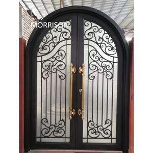 Venta directa de fábrica Estilo de lujo Puerta de hierro forjado de gran tamaño con ventana lateral y ventana superior rotura térmica - Product Image 1