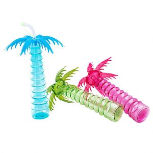 500ml Plastic <b>Led</b> <b>Light</b> Coconut <b>Tree</b> Shaped Yard Drinking Juice Cup with Straw - Product Image 2