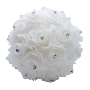 Cheap PE Flower Bouquet Wedding Rose Flower for Bridal Bride Bridesmaid 10 Colors Available Wedding Bridal Bouquet