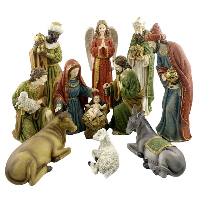 Home Tabletop Ornament Resin Catholic Decoration Figurine Nativity Set for Sale