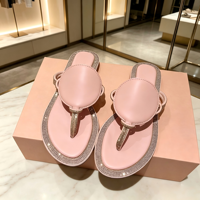 Sandales plates décontractées pour femmes avec strass, en cuir mat uni et décorations circulaires, style OEM/ODM