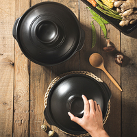 Casserole en céramique noire moderne, durable et créative, multi-tailles, pour restaurant, cuisine domestique, cuisson sur feu ouvert, pot à soupe