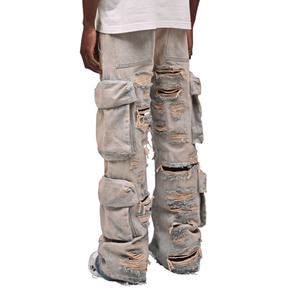 Pantalones Vaqueros Cargo de Mezclilla para Hombre, Estilo Y2K, Desgastados, Personalizados, Ropa Urbana Retro para Actividades Diarias Casuales y al Aire Libre - Product Image 3