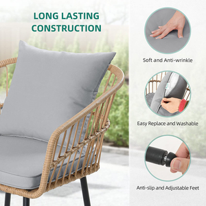Dwoo Nouveau Ensemble de Mobilier de Jardin Moderne 4 Pièces en Rotin PE, Chaises et Table Confortables en Acier Tressé pour Jardin et Cour - Product Image 4